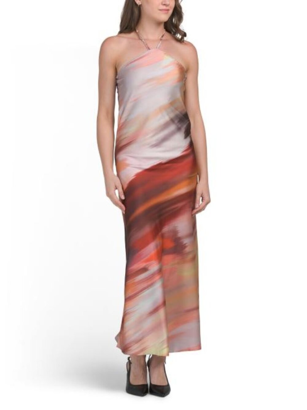 PAPERHEART Neu Blurred Satin Halter Dress